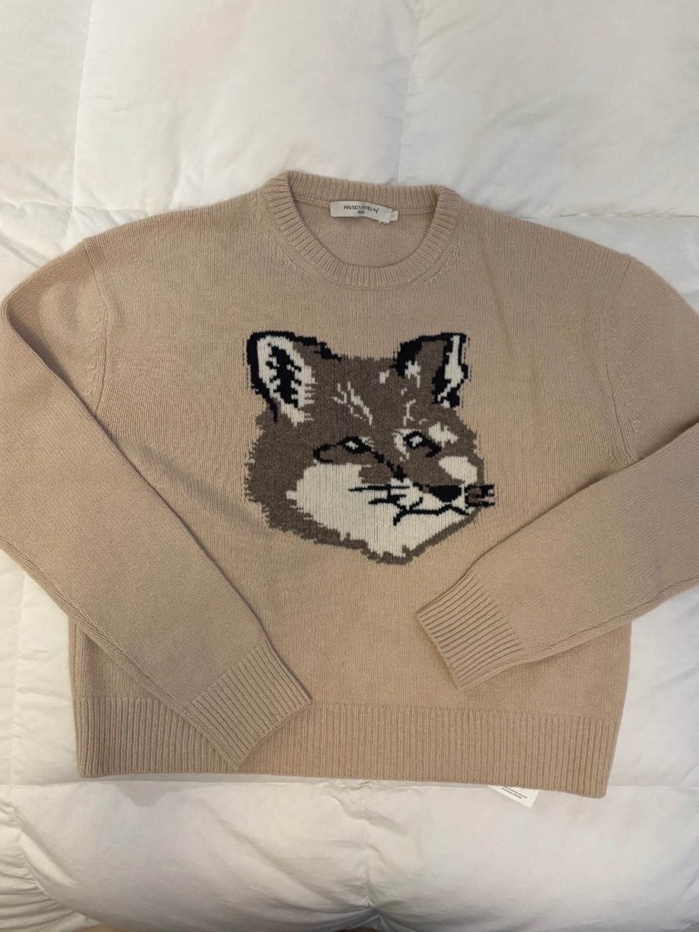Maison Kitsune’ Big Fox Head Sweater Cream/Tan Large Wool